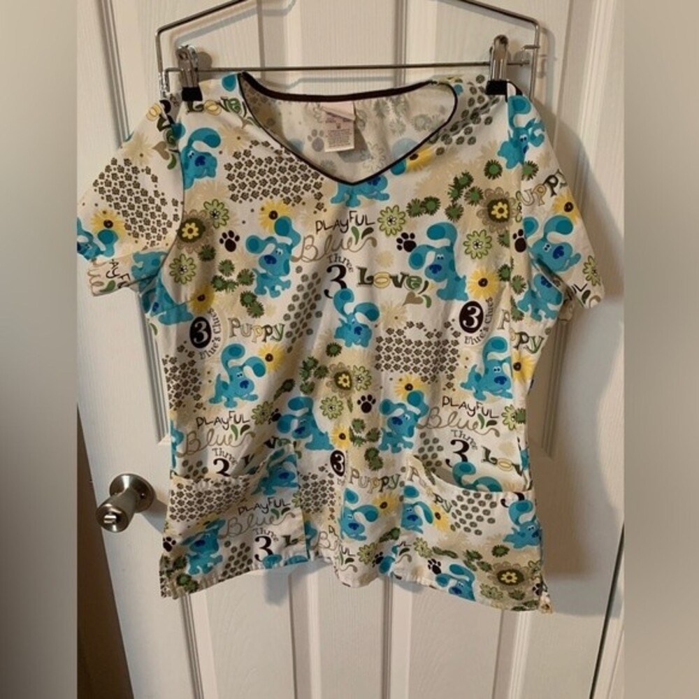 Nickelodeon Womens Scrub Top Blues Clues - Medium
